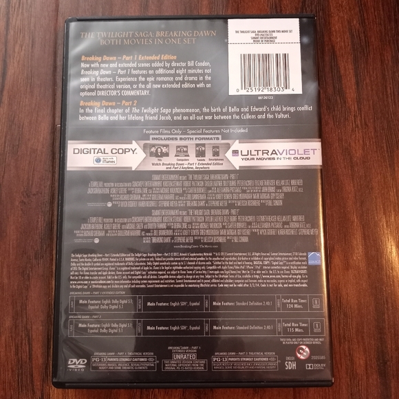 TWILIGHT BREAKING DAWN PART 1 Extended Edition & PART 2 Double Feature on DVD - Picture 2 of 2